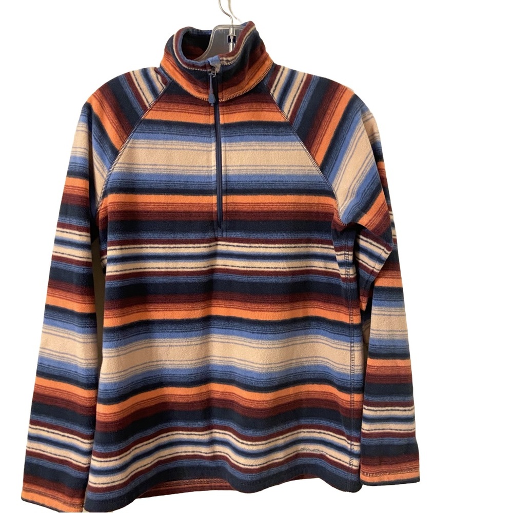 Eddie Bauer Performance Pullover High Collar Quarter Zip Front Fiesta Top